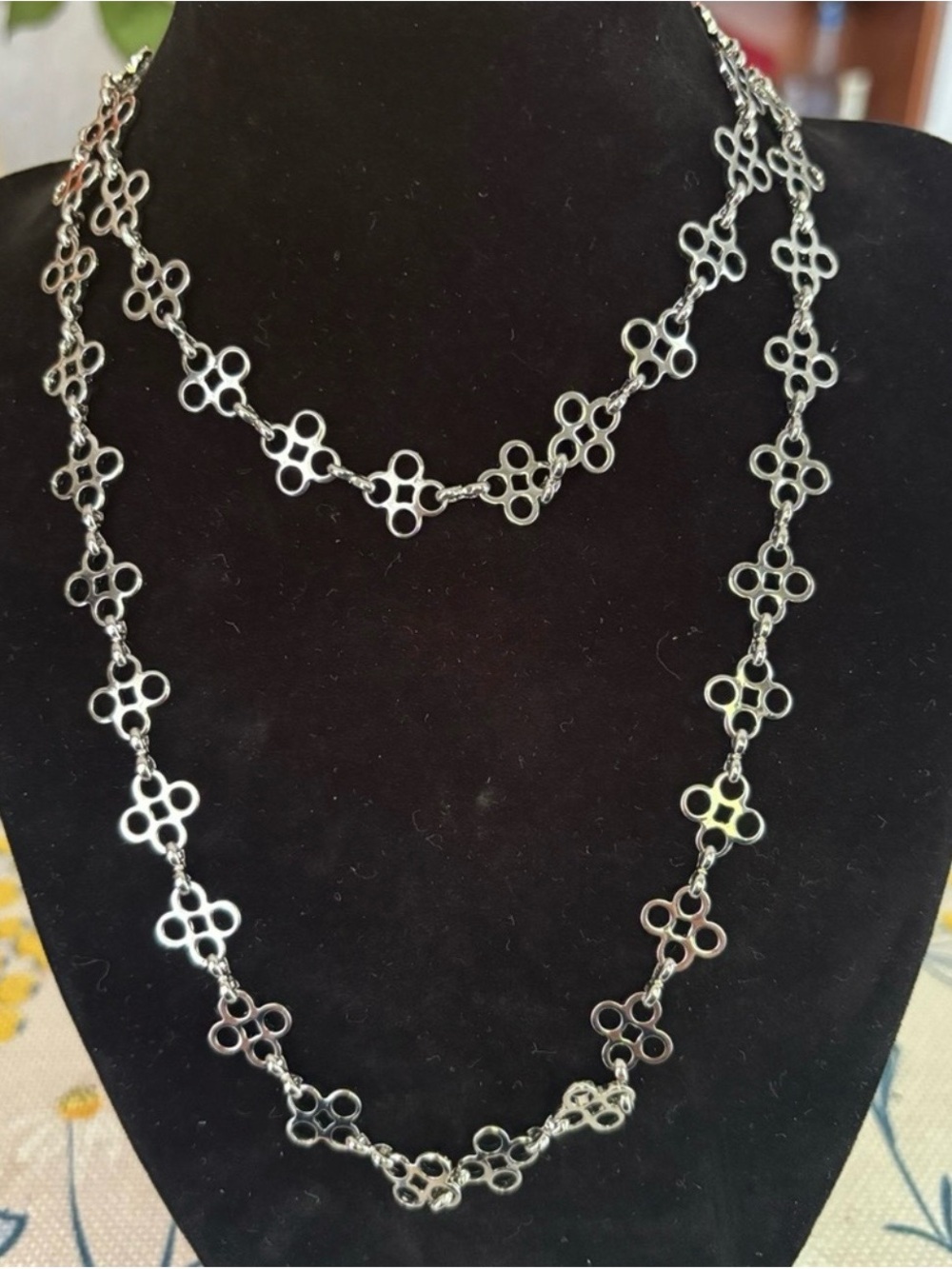Tory Burch Silver Floral Link Layered Necklace